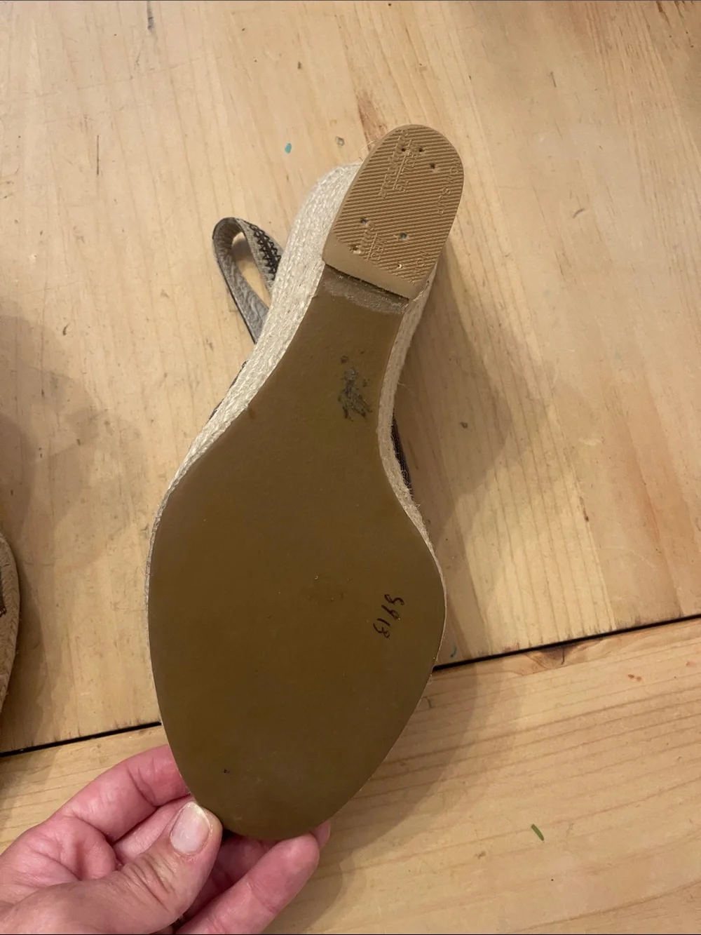 Banana Republic Brown Canvas Wedge Sandals with Cream Trim